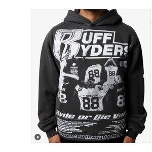 Ruff Ryders Hoodie Medium by KIY Vol1 Black Cotton Sweatshirt Hip Hop Streetwear